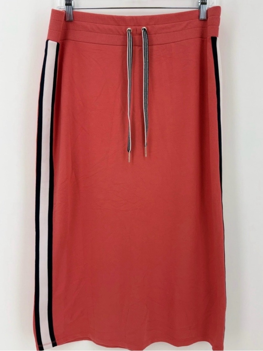 Tommy Hilfiger Coral Midi Skirt Jersey KnitSide Stripe Sporty Preppy